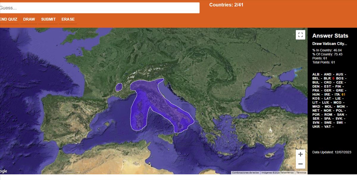 Desafío de dibujo de países europeos, un juego online que pone a prueba tus conocimientos de geografía