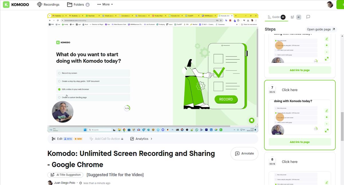 Komodo – Para grabar pantalla en la creación de guías digitales