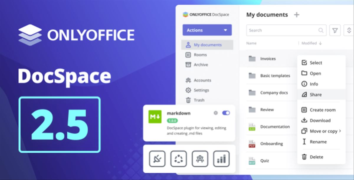 ONLYOFFICE DocSpace 2.5, todo lo que incluye la nueva versión de esta impresionante plataforma de colaboración
