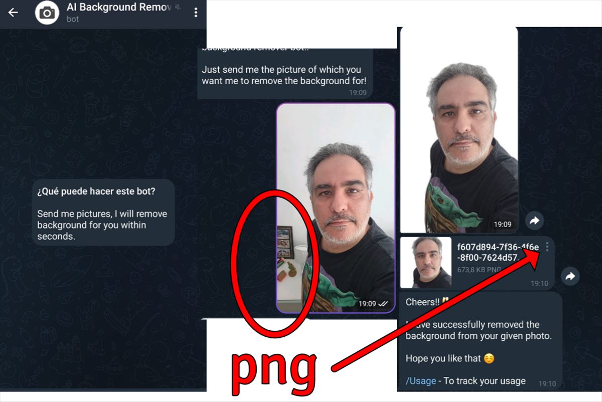 Cómo borrar el fondo de una foto usando Telegram