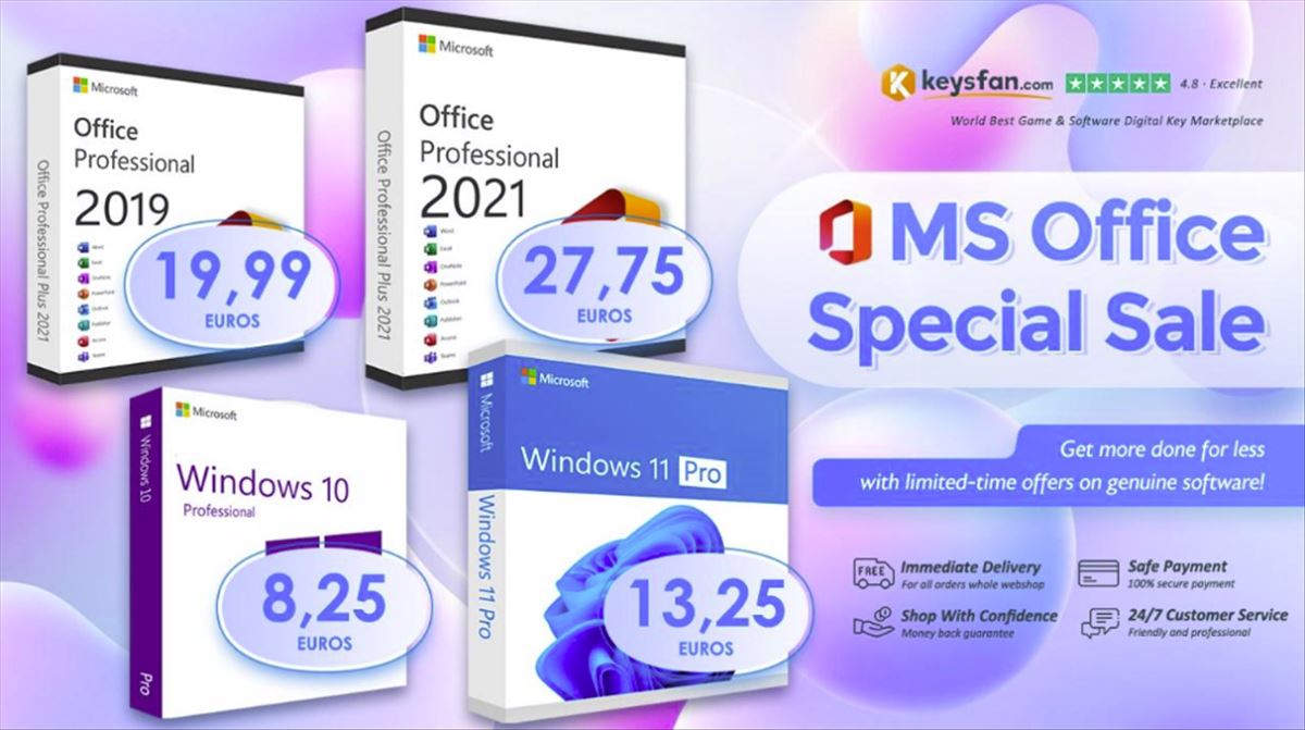 Keysfan ¡Aumenta tu productividad con acceso de por vida a Microsoft Office 2021 y Windows 11 Pro por sólo 10€!
