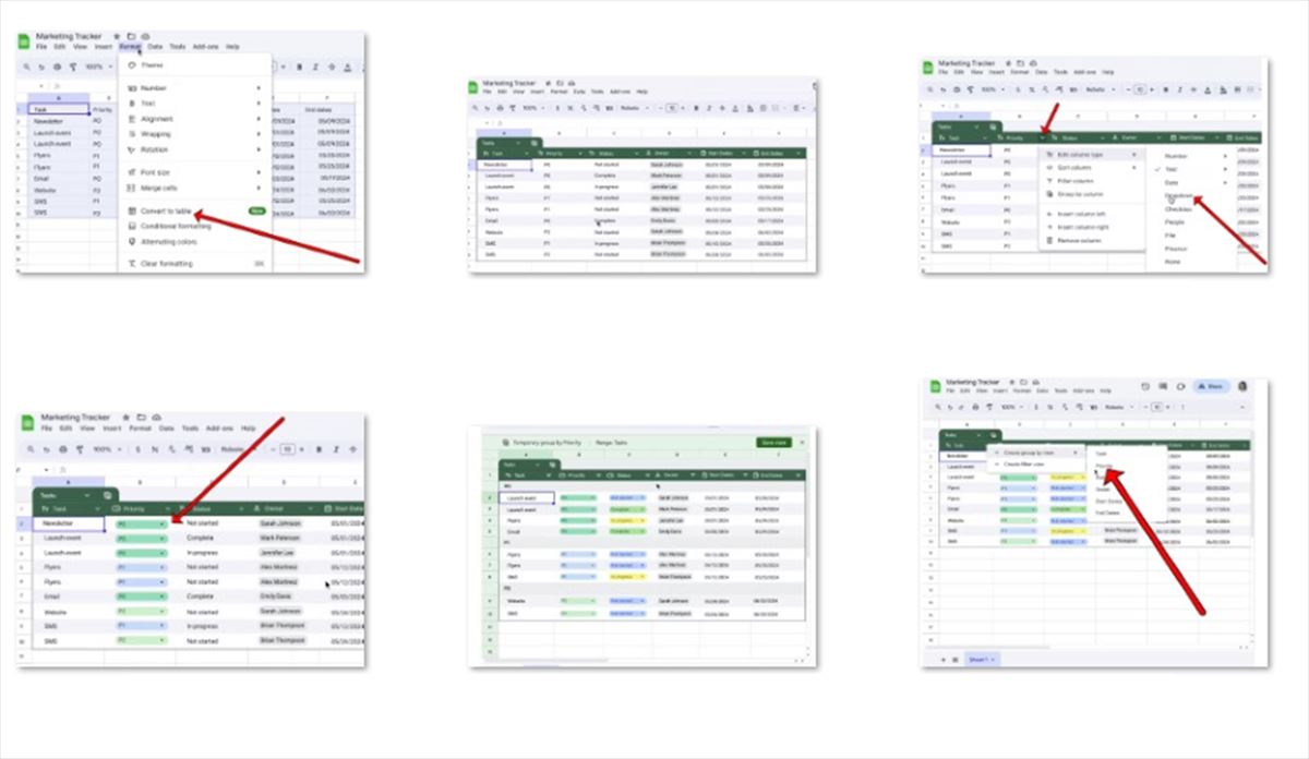 Novedades en las tablas del Excel de Google