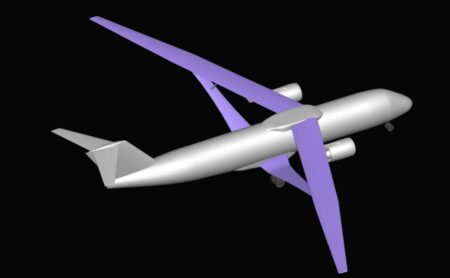Esta imagen de un avión Transonic Truss Braced Wing representa un modelo digital creado por Aviary, una nueva herramienta de modelado por computadora que los ingenieros aeronáuticos pueden utilizar para innovar nuevos diseños de aviones. El código Aviary se basa en décadas de experiencia de la NASA en el uso de códigos informáticos altamente avanzados para la aviación. Aviary es un recurso creado por el proyecto de Tecnologías y Herramientas Transformacionales de la NASA. Crédito: NASA