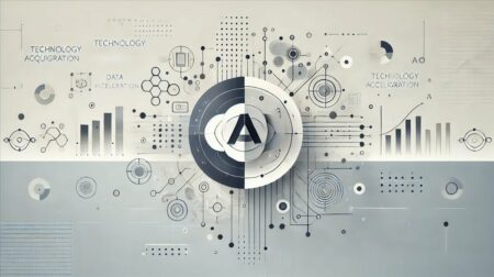 ilustración minimalista y moderna sobre el tema de la adquisición tecnológica entre OpenAI y Rockset.