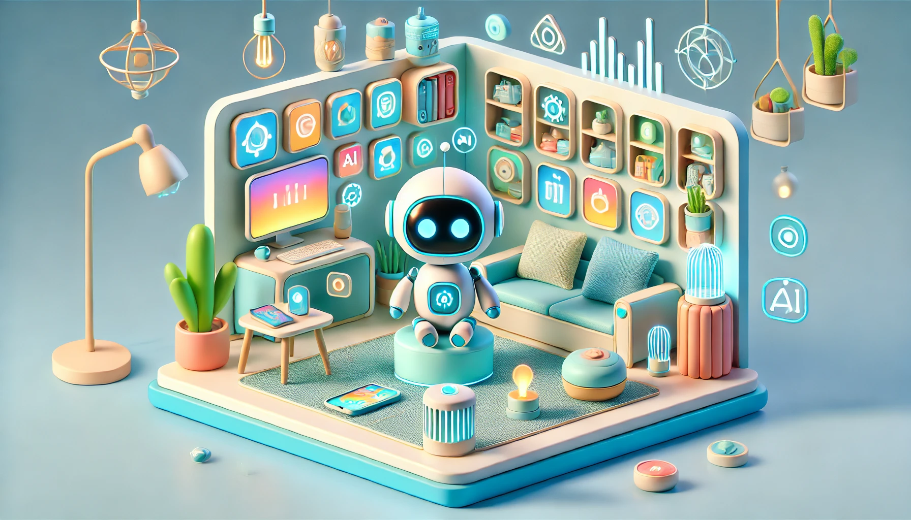 Esta imagen muestra una representación minimalista y divertida del marco de trabajo MatFormer, donde un pequeño robot interactúa de manera amigable con varios dispositivos como smartphones y tablets en un ambiente hogareño y colorido. La imagen destaca por su estilo moderno y su paleta de colores vibrantes, ideal para ilustrar cómo la inteligencia artificial puede integrarse en la vida cotidiana de manera eficiente y atractiva. Ideal para artículos sobre innovaciones en IA, tecnología en dispositivos móviles y soluciones inteligentes para el hogar.