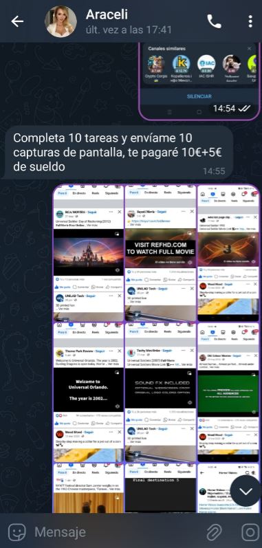 Momento en el que me manda tareas y yo envío las capturas confirme las he realizado