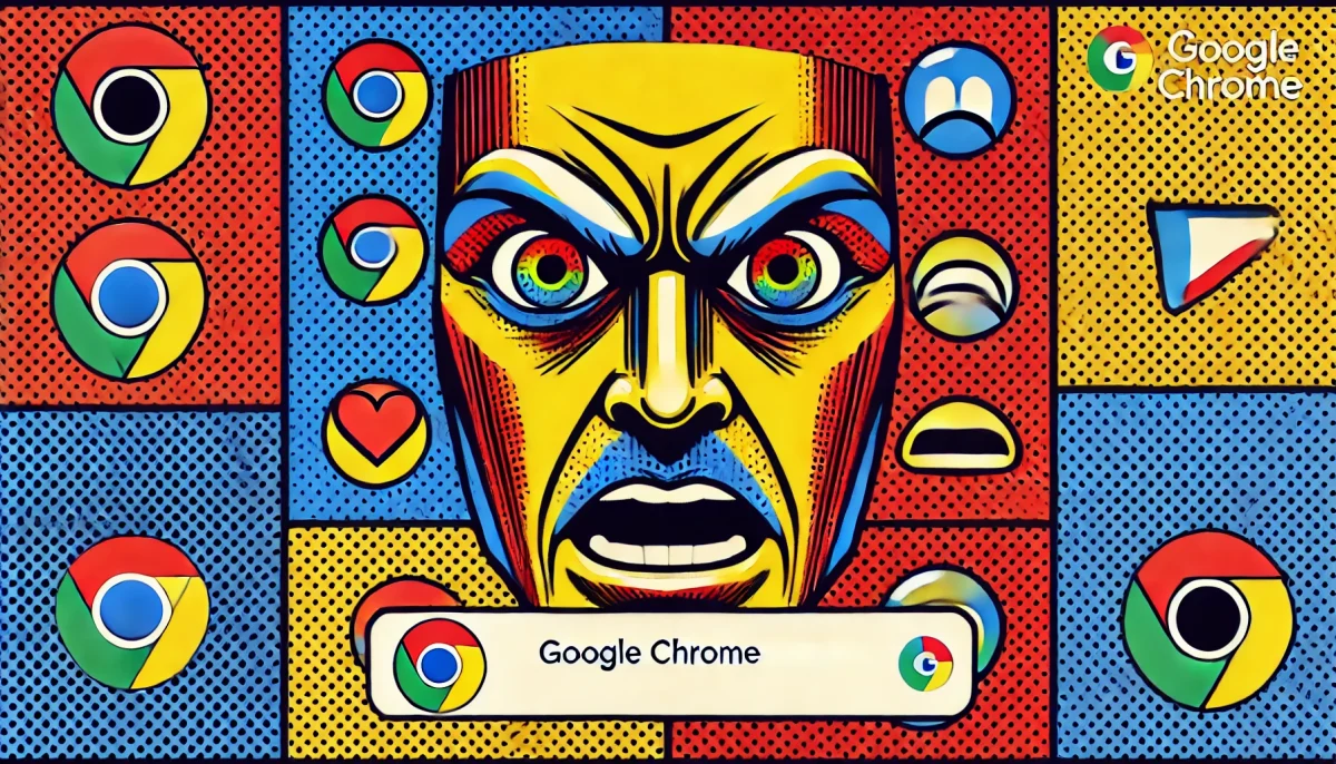 Ilustración minimalista en estilo pop art que muestra FaceGaze, la innovadora función de Google Chrome que permite controlar el navegador con gestos faciales