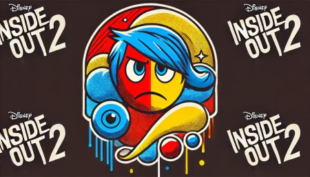 Ilustración minimalista estilo pop art para Inside Out 2