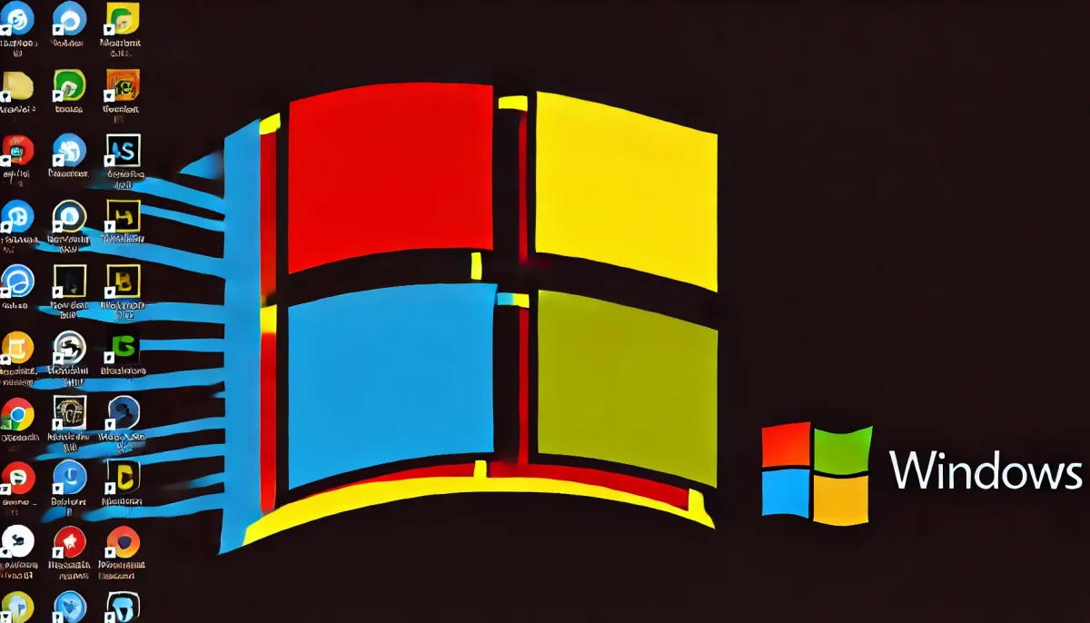 Ilustración minimalista estilo arte pop del icónico Panel de Control de Windows, simbolizando su transición en Windows 11 con colores vibrantes y contornos audaces