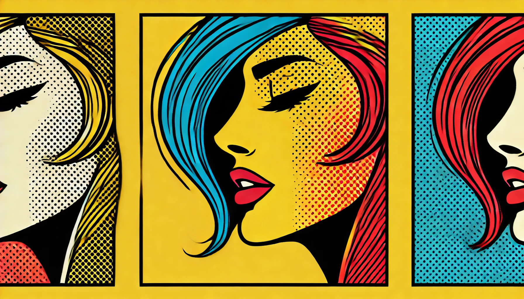 Ilustración minimalista estilo pop art con colores primarios vibrantes y contornos audaces