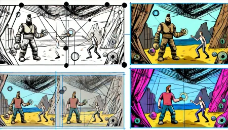 imagen que ilustra cómo se vería un jugador interactuando con una inteligencia artificial en una aventura en una isla misteriosa. El estilo combina influencias del cómic y el arte urbano, creando una sensación dinámica y envolvente, perfecta para el artículo sobre la creación de un juego de aventura con gemma 2.