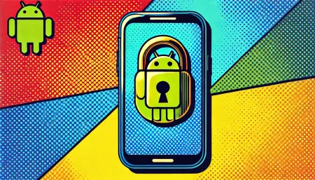 ilustración pop art minimalista de la restricción de APK en Android con colores vibrantes