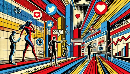 Ilustración pop art vibrante representando la creatividad en la plataforma OnlyFans 2024