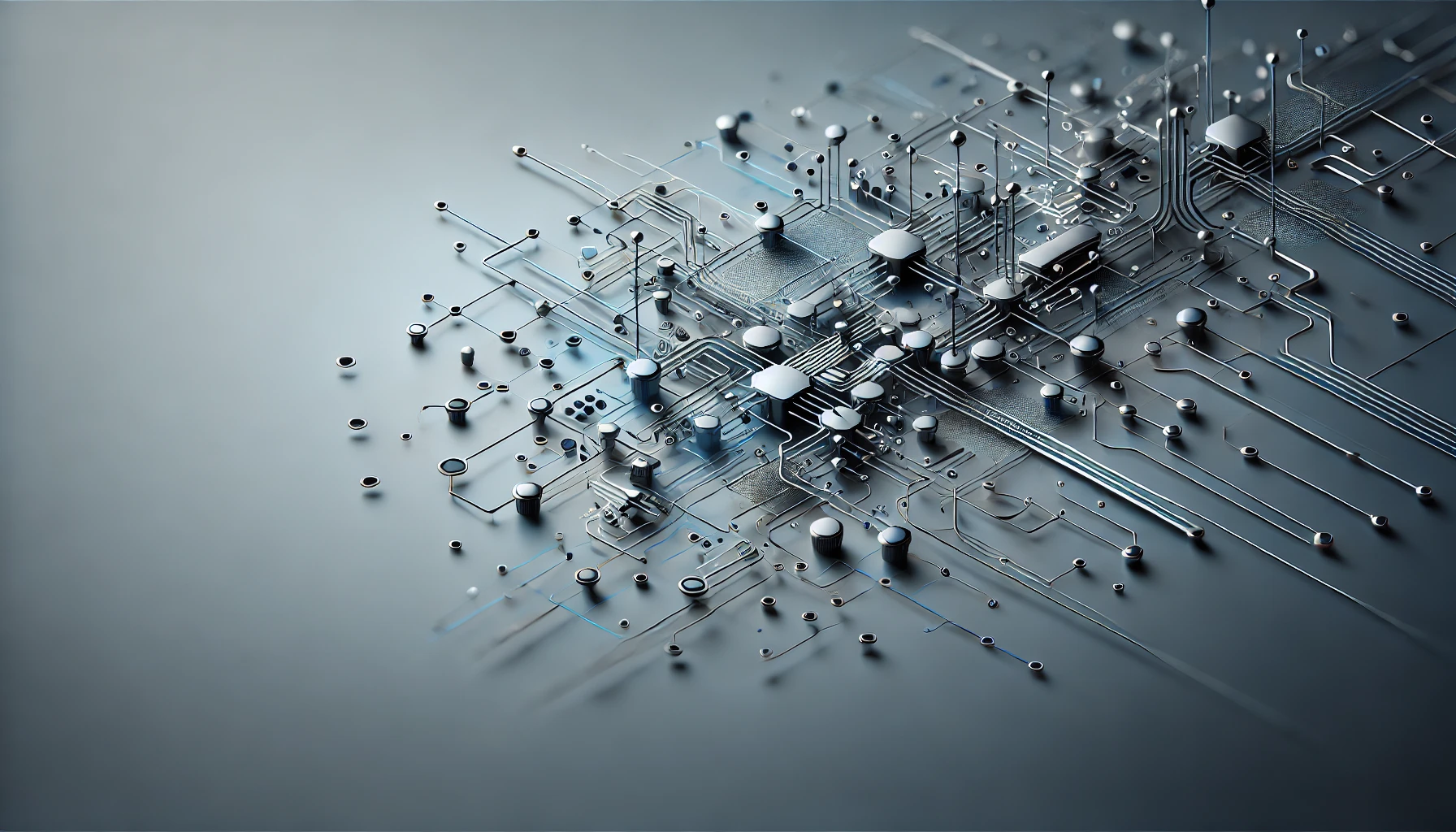 Representación abstracta de la detección temprana de vulnerabilidades en software, con un diseño minimalista de circuitos metálicos que simbolizan la seguridad cibernética