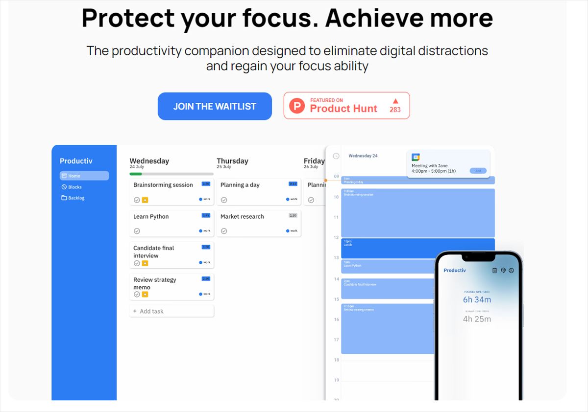 Productiv: recupera tu enfoque con una rutina de trabajo sin distracciones