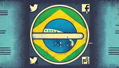 Imagen Pop Art de Censura Digital en Brasil con Estilo de los 60 y Textura Metálica