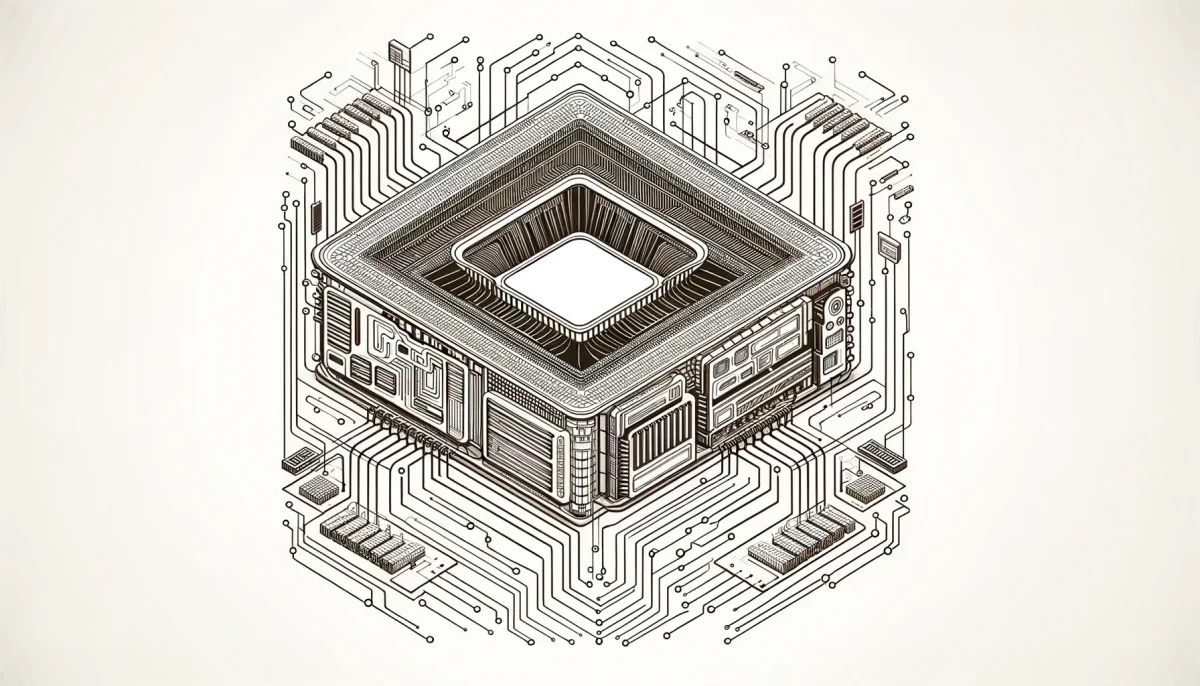 Representación minimalista de una supercomputadora