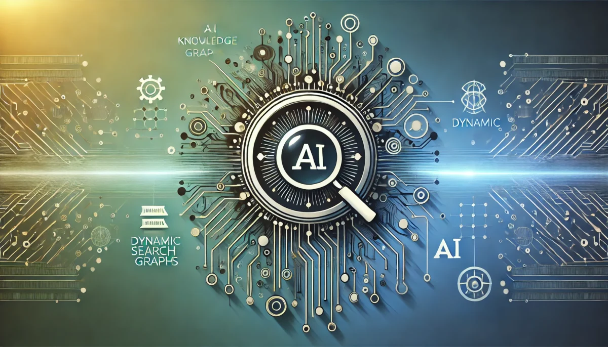 imagen minimalista y profesional que representa el tema de los gráficos de conocimiento avanzados y la optimización de búsqueda dinámica en inteligencia artificial