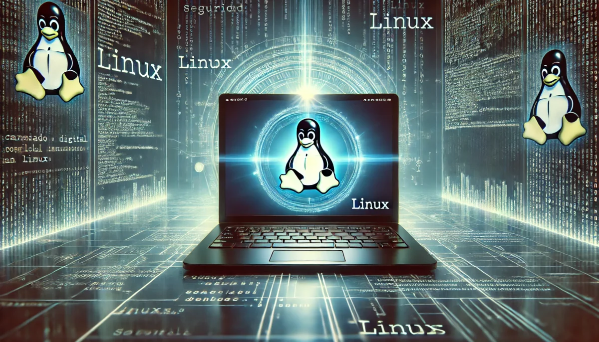 imagen profesional y fotorealista que representa la seguridad en Linux