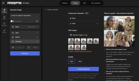 Probando la creación de caracteres con la IA de Freepik