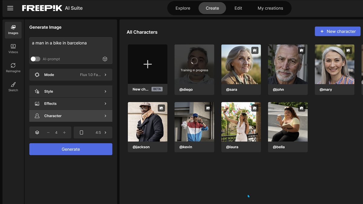Probando la creación de caracteres con la IA de Freepik