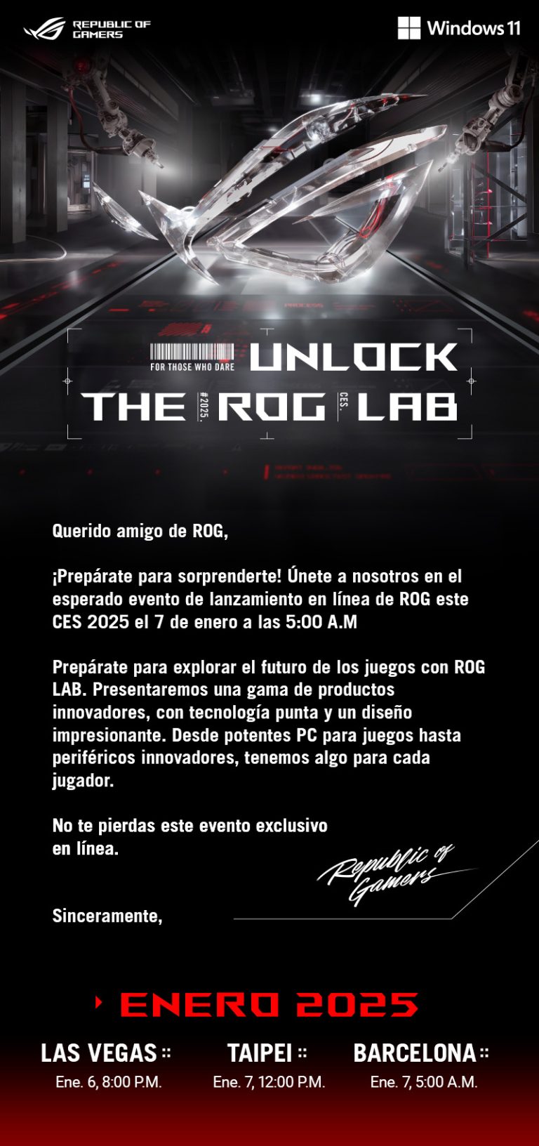 Preparad la agenda para ASUS: Unlock the ROG Lab