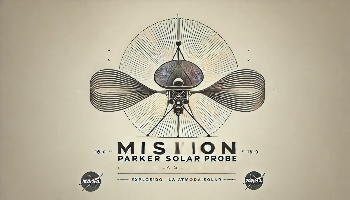 Representación minimalista de la misión Parker Solar Probe de la NASA acercándose al Sol