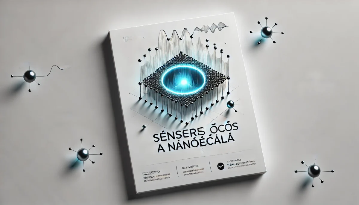 Ilustración de sensores ópticos a nanoescala, representados como nanocristales luminiscentes emitiendo ondas de luz