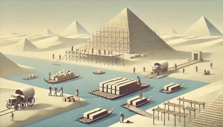 afluente del Nilo utilizado para transportar bloques de piedra hacia la construcción de la Gran Pirámide de Giza