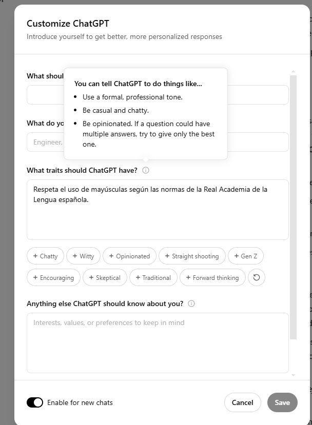 La nueva función de ChatGPT que permite definir su personalidad