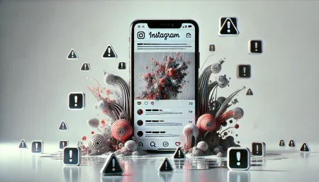 Representación visual del error en el algoritmo de Instagram, mostrando Reels con contenido explícito y violento de forma inesperada.