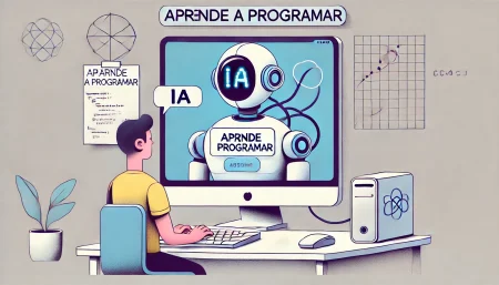 Ilustración minimalista de una IA rechazando generar código y aconsejando aprender a programar.