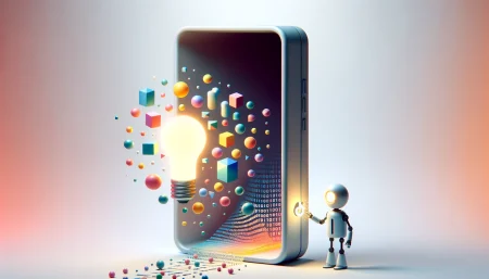 Ilustración digital minimalista que representa la transformación de TikTok tras la propuesta de Perplexity. Un smartphone en forma de puerta revela un algoritmo visible como figuras geométricas flotantes, mientras un robot simboliza la inteligencia artificial y el logo de TikTok se convierte en código binario. Ideal para contenidos sobre tecnología, algoritmos abiertos y redes sociales.