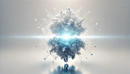 Representación visual minimalista de un supersólido de luz, con cristales luminosos flotando en un estado cuántico.