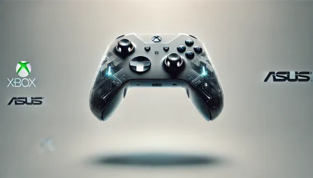 Concepto minimalista de Xbox portátil co-diseñado por Asus y Microsoft, con diseño ergonómico y futurista.