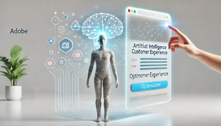 Ilustración minimalista de inteligencia artificial optimizando experiencia digital.