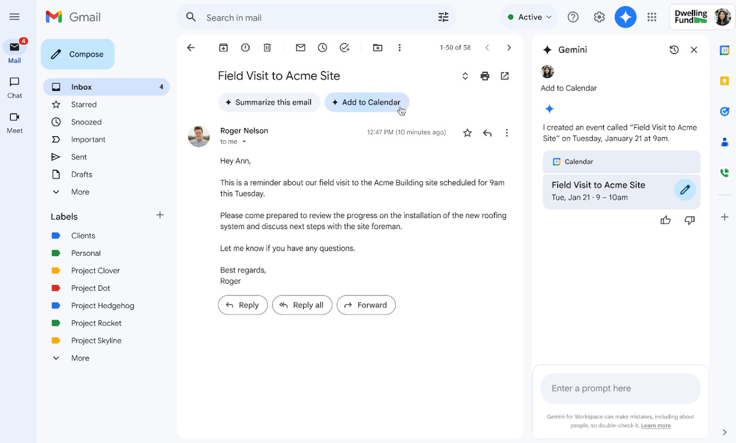 Google integra Gemini en Gmail para facilitar la creación de eventos en Google Calendar