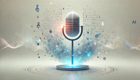 Ilustración surrealista y minimalista sobre la transcripción con inteligencia artificial sin grabación de audio, destacando la privacidad y seguridad de datos.