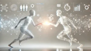 concepto de transferencia de datos entre agentes de IA