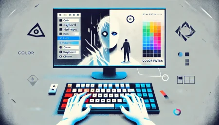 Ilustración minimalista sobre la accesibilidad visual en videojuegos usando Chroma de Ubisoft