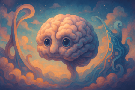 Cerebro flotante surrealista simbolizando la investigación en inteligencia artificial de Meta FAIR bajo nueva dirección