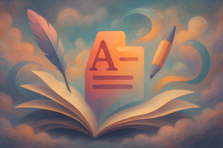 Ilustracion-de-formato-enriquecido-en-Google-Keep-con-libro-flotante-pluma-y-lapiz-en-una-nube