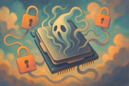 Ilustracion-surrealista-de-un-procesador-con-un-fantasma-de-ransomware-flotando-entre-candados-