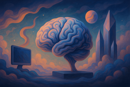 Ilustración surrealista de una inteligencia artificial flotante en un entorno digital etéreo representando a Manus AI y Azure AI Foundry