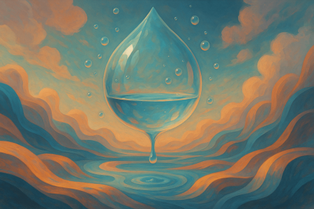 gota de agua flotante creada a partir de un nanomaterial que extrae humedad del aire