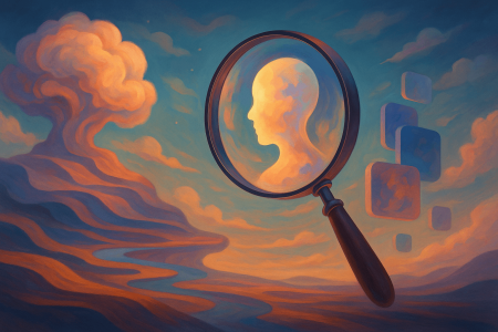 ilustración surrealista sobre la detección de contenido generado por IA con Google SynthID