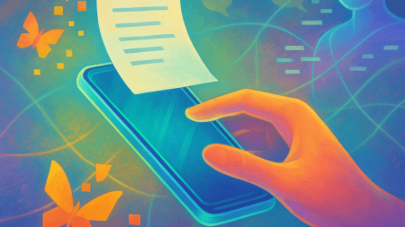 Ilustracion-conceptual-de-una-mano-escaneando-un-documento-con-un-movil-mientras-mariposas-digitales-emergen-como-simbolos-de-PDFs-compartidos