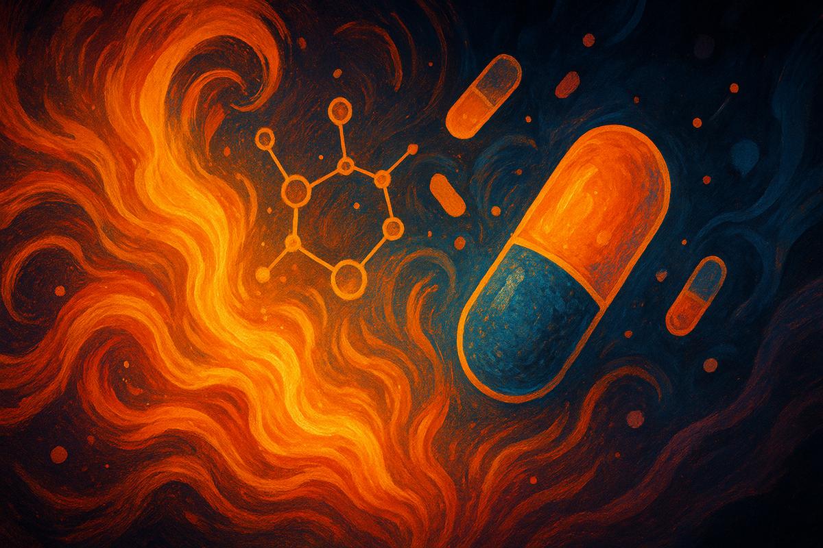 Ilustración del proceso de termogénesis dependiente de creatina activado por el nuevo medicamento experimental contra la obesidad SANA