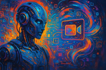 Ilustracion-representando-nueva-funcion-de-Midjourney-de-creacion-de-videos-con-IA