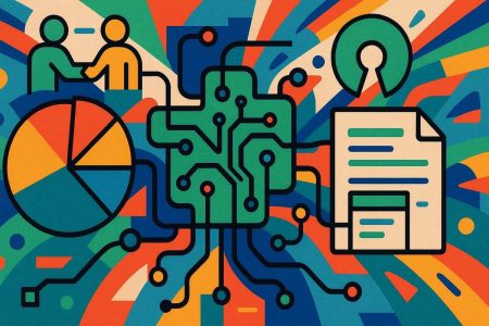 Imágenes de diagramas de flujo, libros abiertos, y pantallas de computadora mostrando líneas de código y gráficos